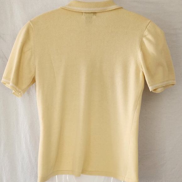 Van Heusen For Her VTG Yellow & White Short Sleeve Collard Blouse W Sz Med Top - Picture 2 of 11